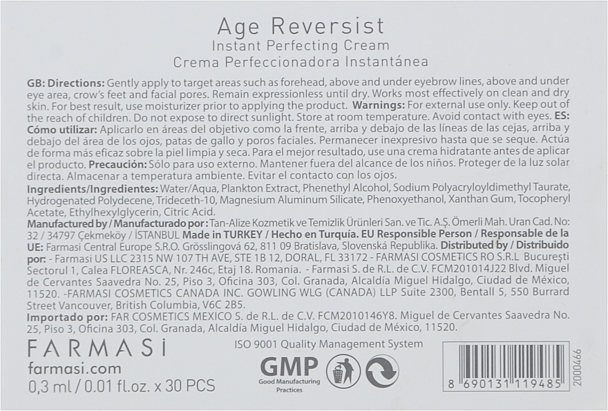 Sofortige Anti-Falten-Creme - Farmasi Dr.C.Tuna Age Reversist Instant Perfecting Cream  — Bild N3