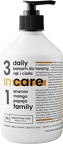 Ministerstwo Dobrego Mydla Daily Family Balm For Face, Hands And Body  - 3in1 Familienlotion für Gesicht, Hände und Körper mit Ananas, Mango, Papaya  — Bild N1