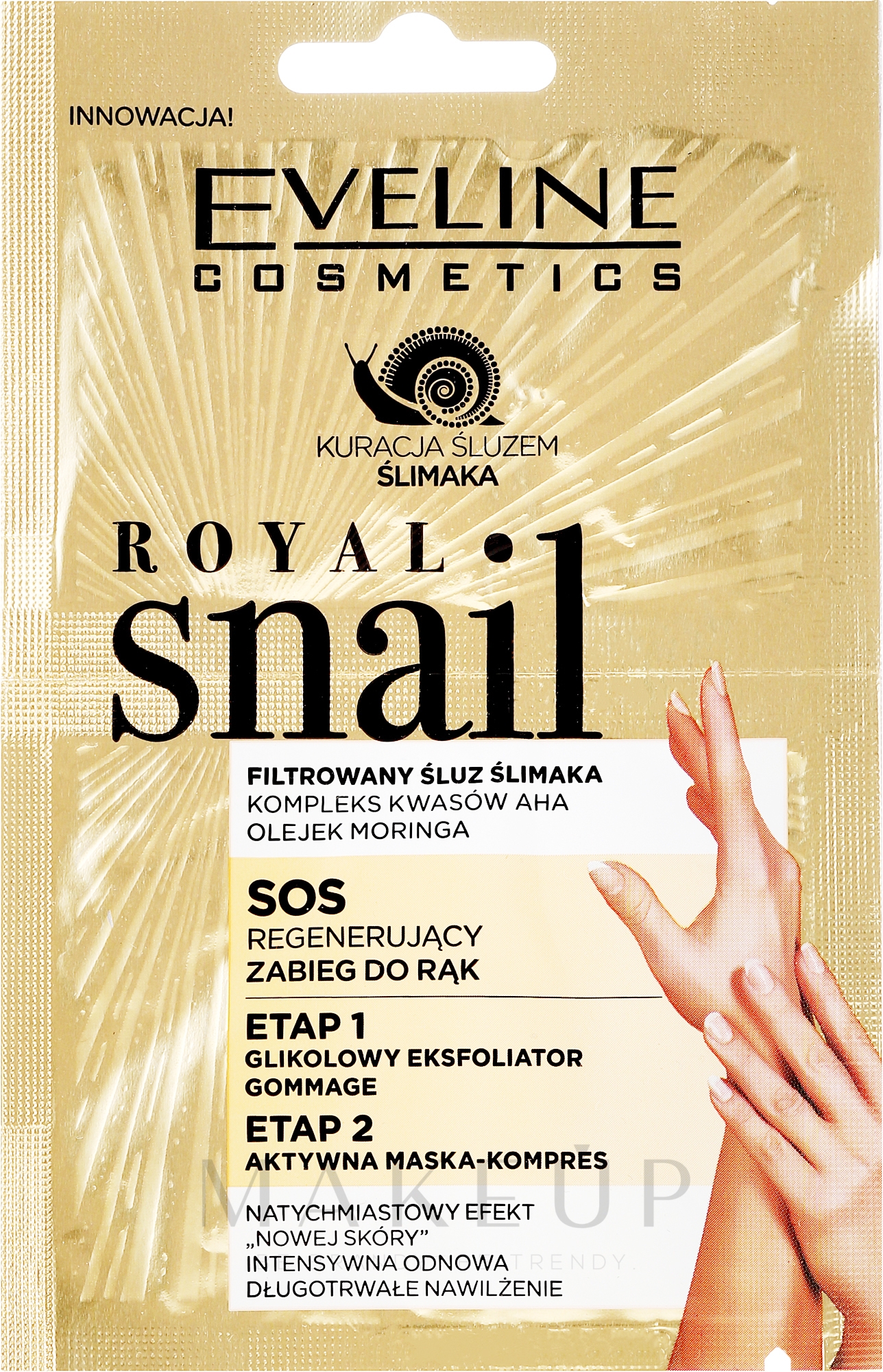 Regenerierende Peelingmaske für die Hände mit Moringa-Öl und Säurekomplex - Eveline Cosmetics Royal Snail Sos Regenerating Hand Treatment  — Foto 2 x 6 ml