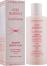 Haarshampoo mit Hyaluronsäure und pflanzlichem Keratin - L'Erbolario Acido Ialuronico Luce & Volume Shampoo Effetto Filler — Bild N2