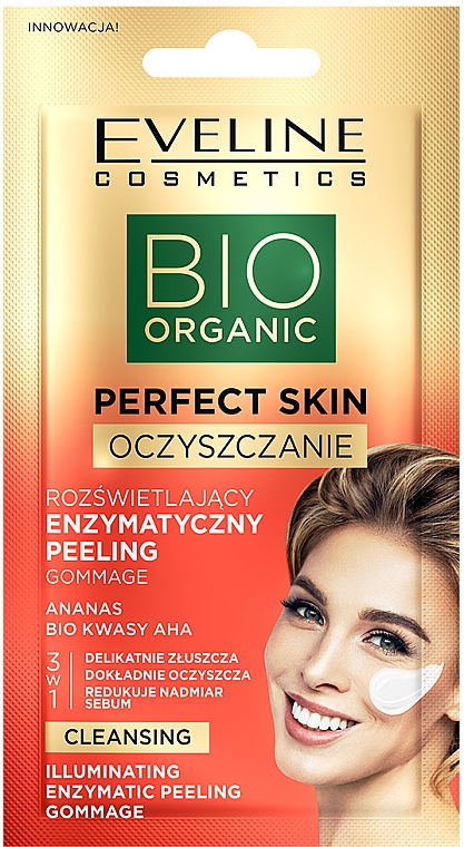 Aufhellendes enzymatisches Gesichtspeeling mit Bio AHA-Säuren und Ananas - Eveline Cosmetics Bio Organic Perfect Skin Illuminating Enzymatic Peeling — Bild N1