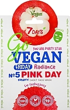 GESCHENK! Aufhellende Gesichtsmaske mit Litschi-Extrakt - 7 Days Go Vegan Friday Pink Day  — Bild N1