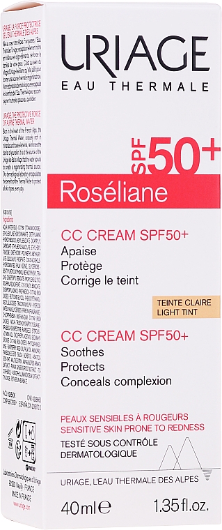 Feuchtigkeitsspendende CC Gesichtscreme gegen Rötungen mit Thermalwasser SPF 50 - Uriage Roseliane CC Cream Moisturizing Cream SPF50+ — Bild N1