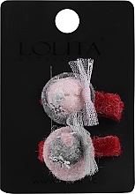Haarspangen-Set Schlitten für den Weihnachtsmann rot mit rosagrauen Kappen - Lolita Accessories — Bild N1