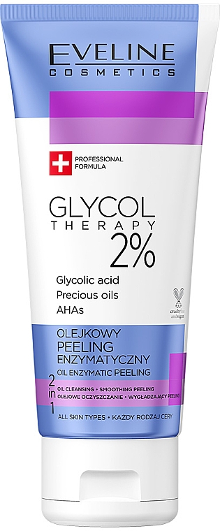 Peelingmaske für das Gesicht mit Glykolsäure 2% - Eveline Glycol Therapy Olejkowy Peeling Enzymatyczny 2% — Bild N1