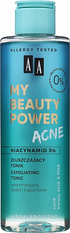 Exfolierendes und entzündungshemmendes Gesichtstonikum mit 5% Niacinamid - AA My Beauty Power Acne Exfoliating Tonic — Bild N1