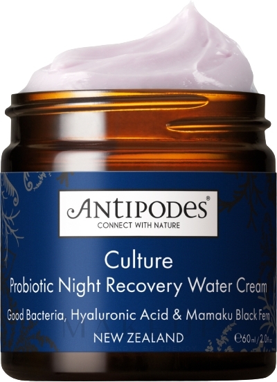 Regenerierende und feuchtigkeitsspendende Nachtcreme für das Gesicht mit Probiotika - Antipodes Culture Probiotic Night Recovery Water Cream — Bild 60 ml