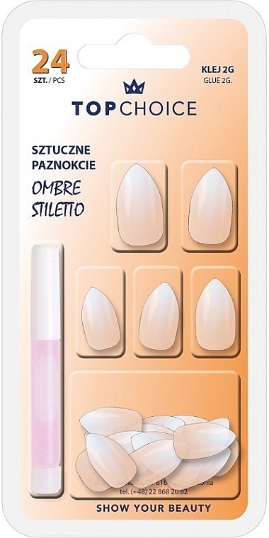 Künstliche Fingernägel inkl. Kleber Ombre Stiletto 78187 - Top Choice — Bild N1