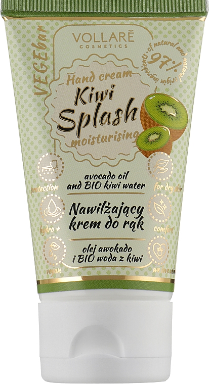 Feuchtigkeitsspendende Handcreme mit Kiwiwasser und Avocadoöl - Vollare Cosmetics VegeBar Kiwi Splash Hand Cream — Bild N1