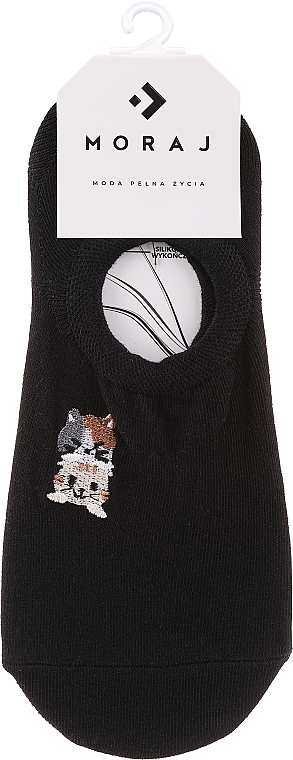 Kurze Damensocken mit Katzenstickerei schwarz - Moraj — Bild N1