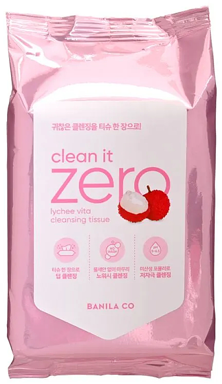 Gesichtsreinigungstücher 30 St. - Banila Co Clean It Zero Lychee Vita Cleansing Tissue Pink — Bild N1