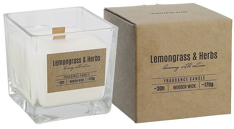 Duftkerze mit Holzdocht Zitronengras und Kräuter - Bispol Fragrance Candle Lemongrass And Herbs  — Bild N1