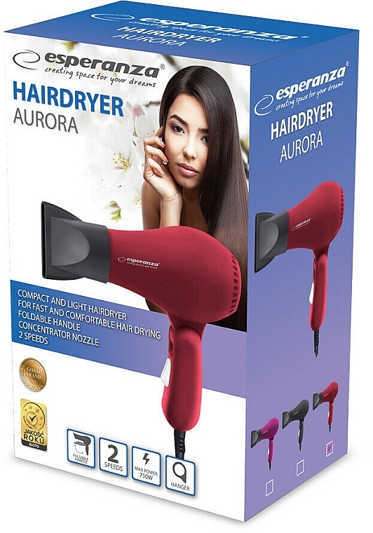 Haartrockner rot - Esperanza EBH003R Hair Dryer Aurora — Bild N1