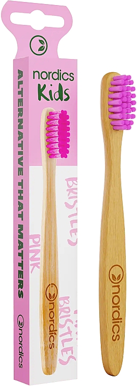 Kinderzahnbürste aus Bambus weich gelb-rosa - Nordics Bamboo Toothbrush — Bild N1