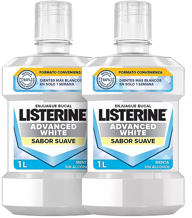 Set - Listerine Advanced White Mild Flavor (mouthwash/2x1000ml) — Bild N1