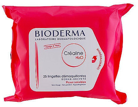 Feuchttücher zum Abschminken - Bioderma Crealine H2O Dermatological Wipes Sensitive — Bild N1