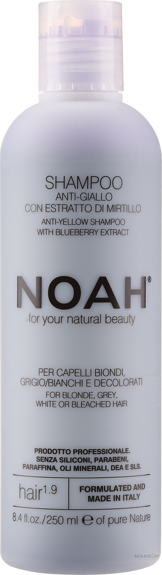 Anti-Gelbstich Shampoo für blondes, graues, weißes und gebleichtes Haar mit Blaubeerextrakt - Noah Anti-Yellow Shampoo — Bild 250 ml