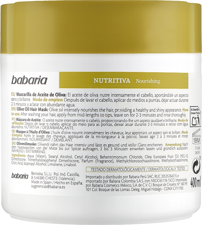 Haarmaske mit Olivenöl - Babaria Detangling Hair Mask With Olive Oil — Bild N3