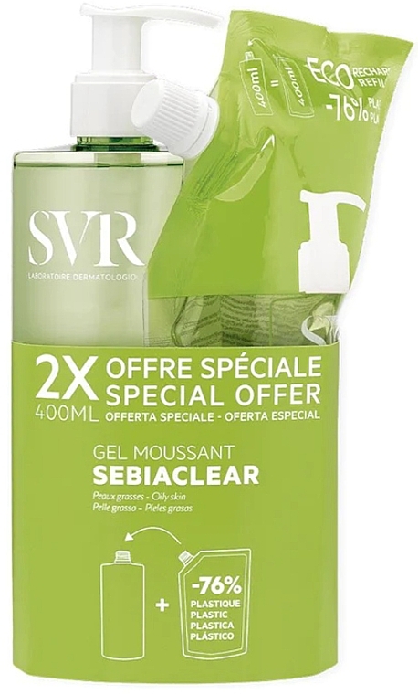 Set - SVR Sebiaclear Gel Moussant (gel/400ml + refill/400ml) — Bild N1