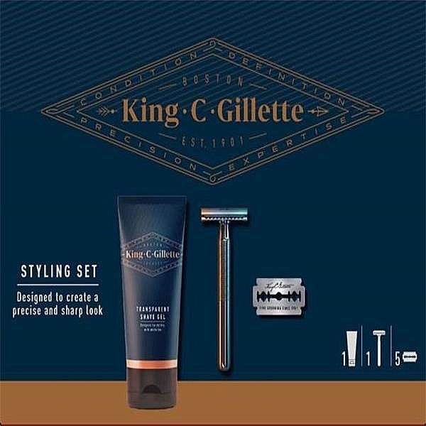 Set - Gillette King C. (razor/1pcs + sh/gel/150ml + edge/razors/5pcs) — Bild N1