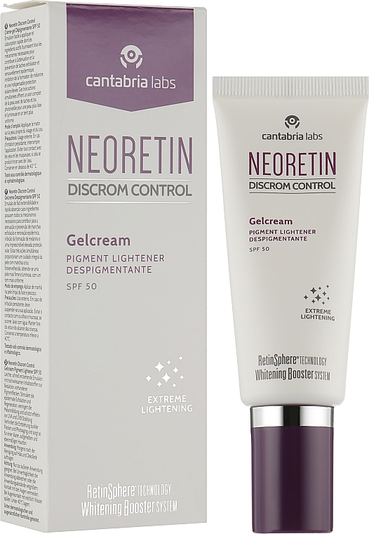 Aufhellendes Creme-Gel für pigmentierte Haut - Cantabria Labs Neoretin Gelcream SPF50  — Bild N2