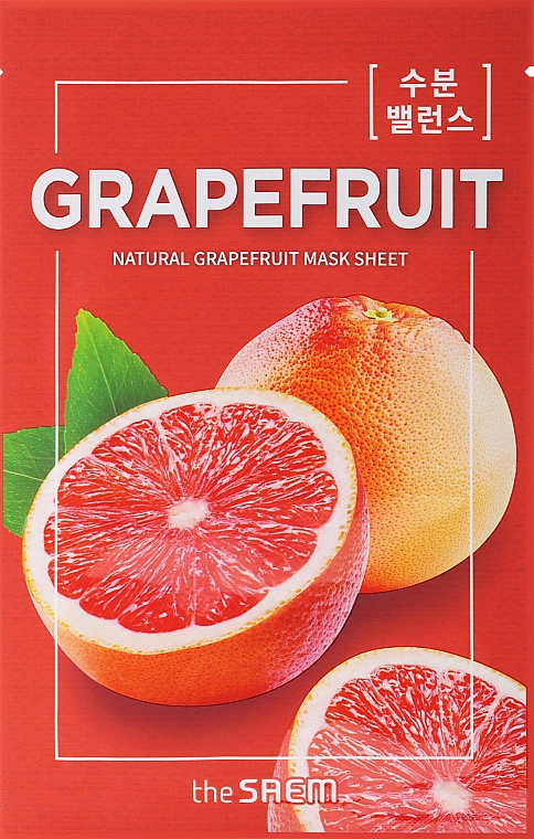 Tuchmaske für das Gesicht mit Grapefruitextrakt - The Saem Natural Skin Fit Mask Sheet Grapefruit — Bild N1