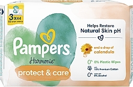 Baby-Feuchttücher mit Ringelblume 132 St. - Pampers Harmonie Protect&Care Baby Wipes  — Bild N2