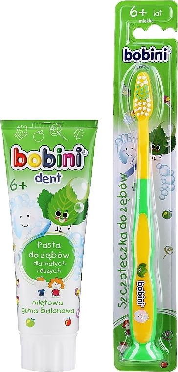 Zahnpflegeset für Kinder - Bobini 6+ (Zahnbürste 6+ weich 1 St. + Zahnpasta 6+ 75 ml) — Bild N1