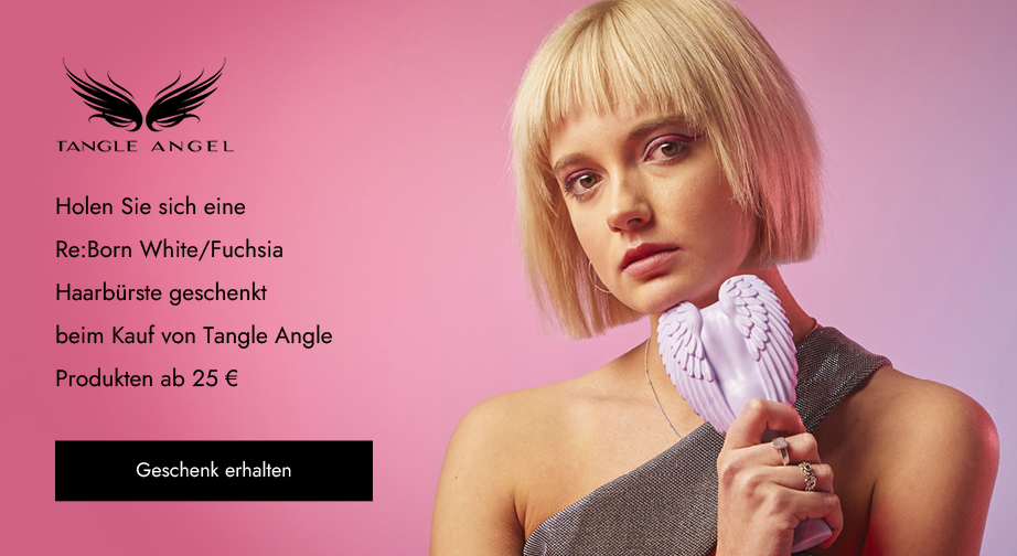 Beim Kauf von Tangle Angel Produkten ab 25 € erhalten Sie eine Re:Born White/Fuchsia Haarbürste geschenkt