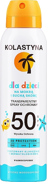 Transparentes Sonnenschutzspray für Kinder für trockene und nasse Haut - Kolastyna — Bild N1