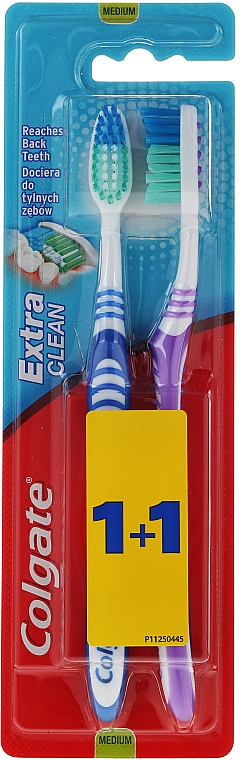 Zahnbürste mittel Extra Clean blau, lila 2 St. - Colgate Extra Clean Medium — Bild N1