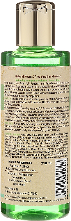 Shampoo mit Aloe Vera und Neem - Sattva Cleanser Shampoo Neem Aloe Vera — Bild N2