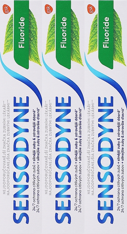 Zahnpflegeset - Sensodyne Fluoride (Zahnpasta mit Fluorid 3x75ml) — Bild N1