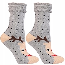 Warme Socken mit Silvester-Aufdruck, grau mit Hirsch - Moraj — Bild N2