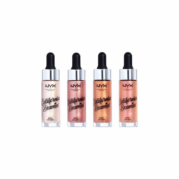 Make-up Set (Highlighter 4x13,76ml) - NYX Professional Makeup Diamonds & Ice, Please Shimmer Body Oil — Bild N2