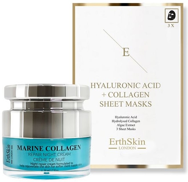 Set - ErthSkin London Collagen Night Cream + Mask Set (f/cr/50ml + f/mask/3pcs) — Bild N1