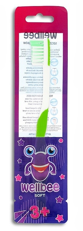 Kinderzahnbürste weich ab 3 Jahren weiß mit hellgrün - Wellbee Toothbrush For Kids — Bild N2