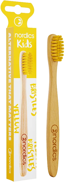 Kinderzahnbürste weich mit gelben Borsten - Nordics Bamboo Toothbrush — Bild N1