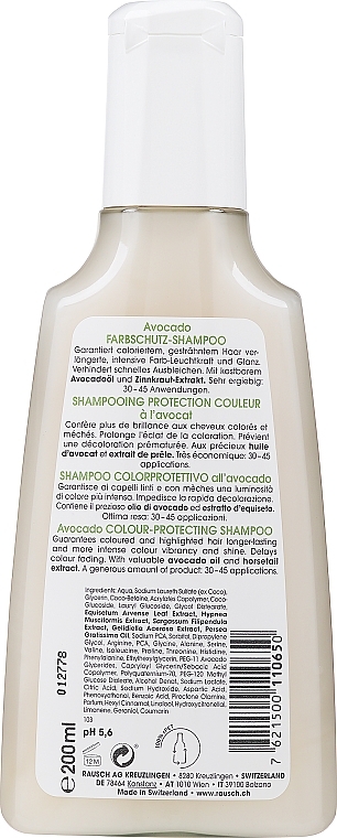 Farbschutzshampoo mit Avocado - Rausch Avocado Color Protecting Shampoo — Bild N2