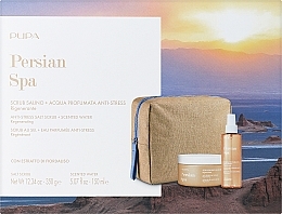 Düfte, Parfümerie und Kosmetik Körperpflegeset - Pupa Persian Spa Kit 3 (Körperpeeling 350g + Anti-Stress-Wasser 150ml + Kosmetiktasche)