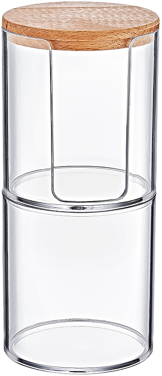 Zylinder für Wattepads mit Holzdeckel doppelt, transparent - BoxUp — Bild N1