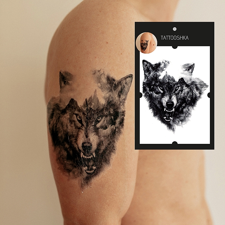 Temporäres Tattoo Wolf auf der Jagd - Tattooshka — Bild N4