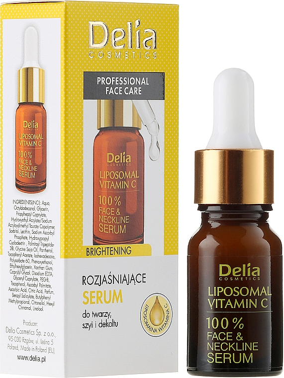 Aufhellendes Serum für Gesicht, Hals und Dekolleté mit Vitamin C - Delia Liposomal Vitamin C 100% Face Neckline Serum Anti Wrinkle Treatment