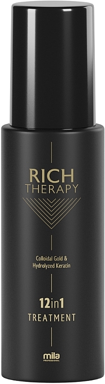 Intensiv regenerierendes Haarspülungsspray mit Keratin und Goldpartikeln - Mila Professional Rich Therapy 12 In 1 Treatment — Bild N1