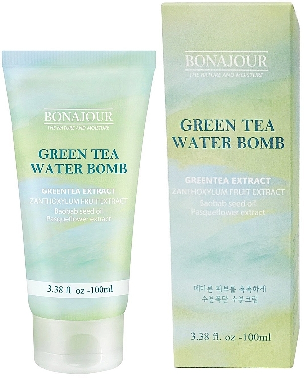 Intensiv feuchtigkeitsspendende Gesichtscreme mit grünem Tee und Peptiden für mehr Hautelastizität - Bonajour Green Tea Water Bomb Cream — Bild N2