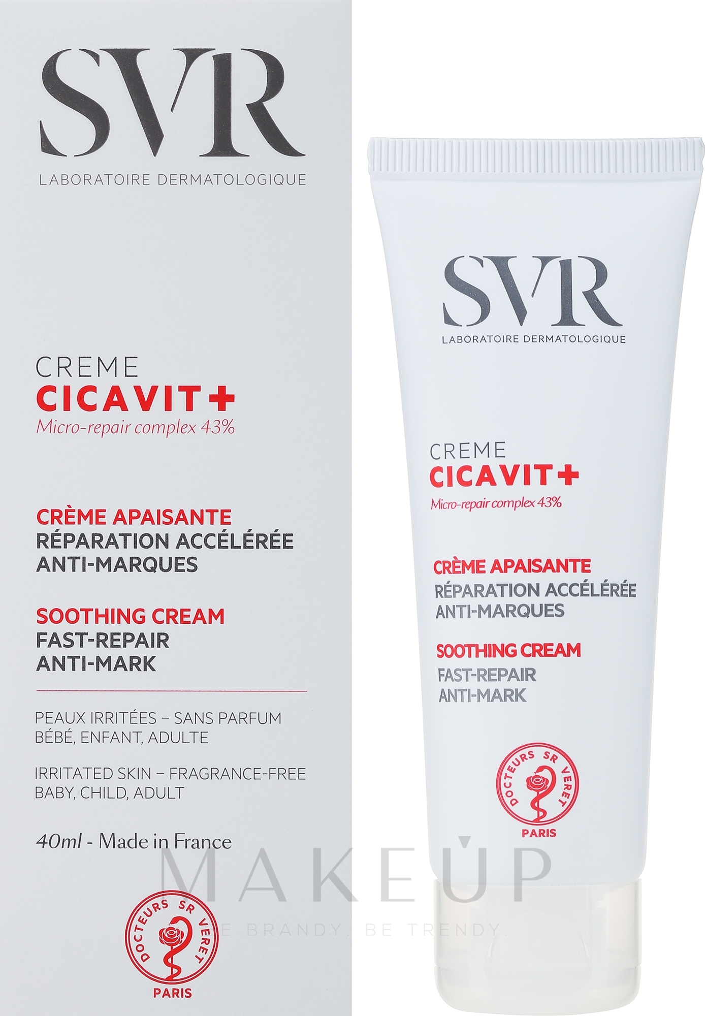 Beruhigende und regenerierende Körper- und Gesichtscreme - SVR Cicavit+ Soothing Cream — Bild 40 ml