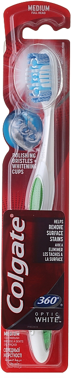 Zahnbürste mittel 360° Optic White weiß-grün - Colgate 360 Degrees Toothbrush Optic White Medium — Bild N1