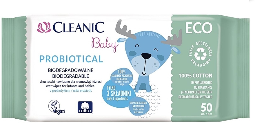 Feuchttücher für Kinder 50 St. - Cleanic Eco Baby Probiotical — Bild N1