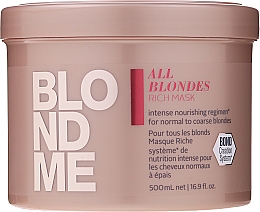 Reichhaltige regenerierende Haarmaske für blonde Haare bei allen Haartypen - Schwarzkopf Professional BlondMe All Blondes Rich Mask — Bild N3