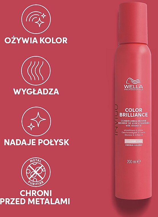 Haarspülung-Mousse mit Vitamin E für gefärbtes Haar ohne Ausspülen - Wella Professionals Invigo Color Brilliance Conditioning Mousse — Bild N4